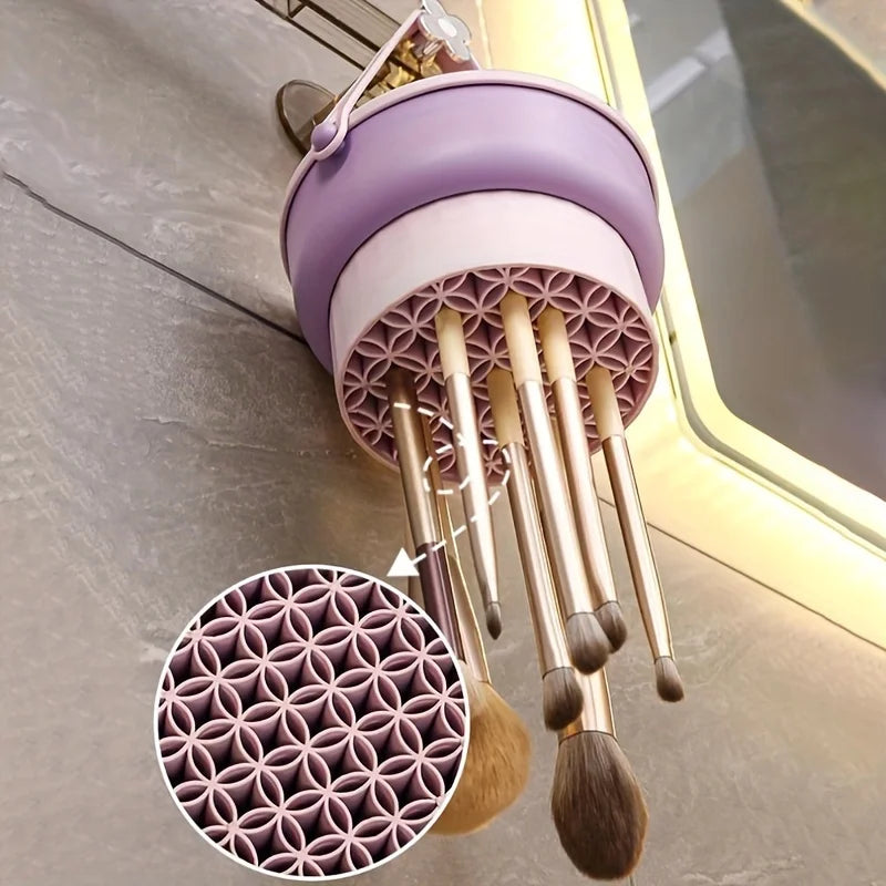 3-In-1 Silicone Makeup Brush Cleaner Mat & Drying Rack