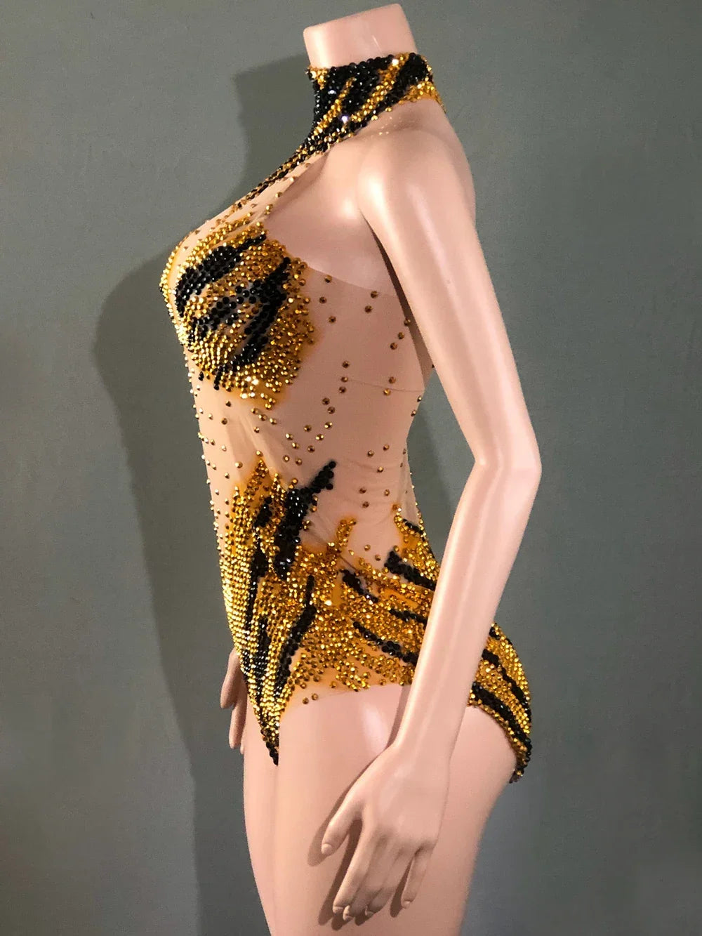 Sparkly Rhinestones Bodysuit for Women Sexy Mesh Costume - Empire P.E