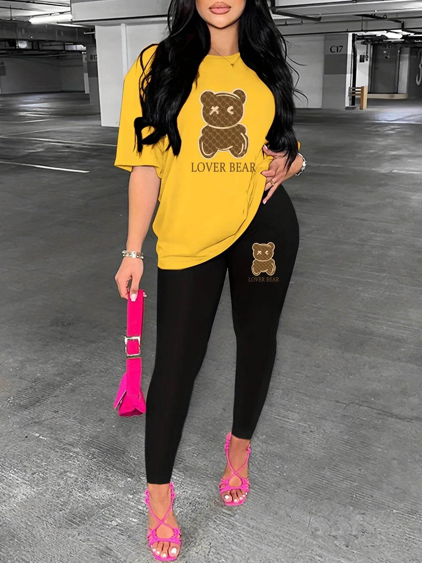 Women's LOVER BEAR print casual loose fit - Empire P.E