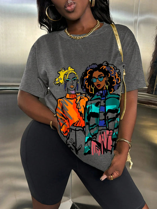 Summer Women's T-shirt With Q-neck Loose