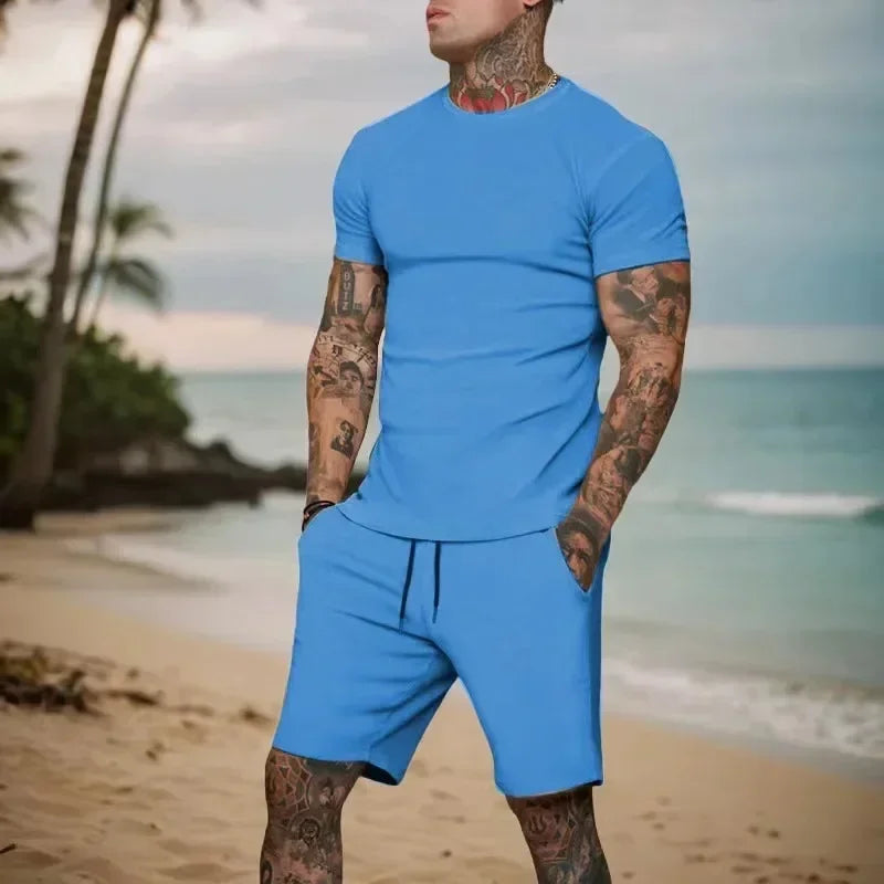 summer outdoor sports suit men's  two-piece set tracksuit