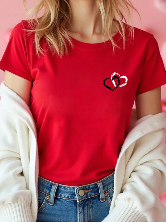 Fashion Love Heart Print Women T Shirt
