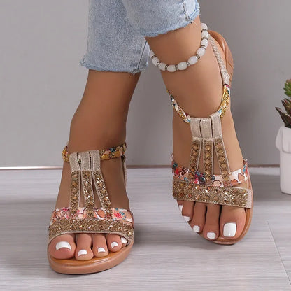 Women's Summer Bohemia Rhinestones Casual Platform Sandals