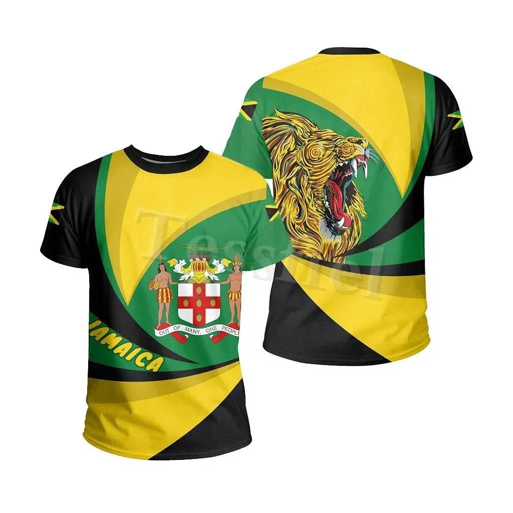 Jamaica Lion Emblem Summer New Fashion 3D Printed Top T-shirt Men and Women Can Be Large Size Loose Fashion Short Sleeves - Empire P.E