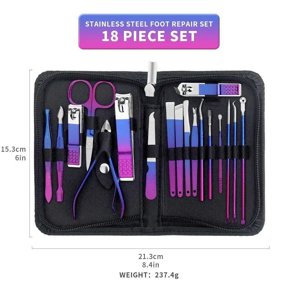 Manicure Set, Stainless Steel Gradient Professional Pedicure Kit - Empire P.E