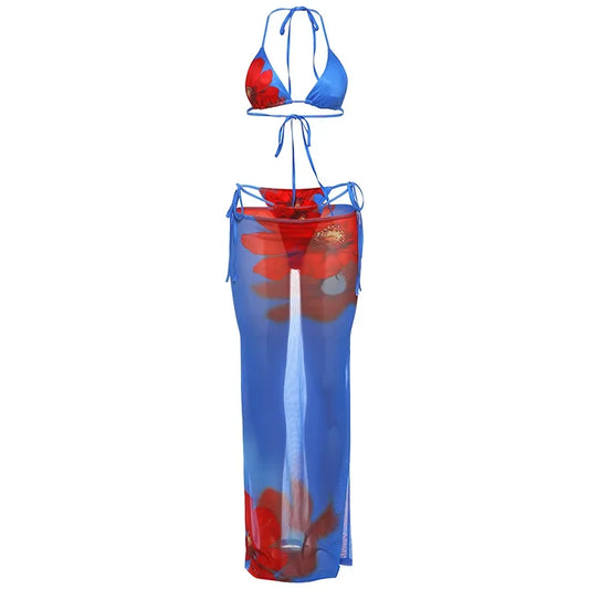 Women Bikinis Sets with Flower Print Mesh Set - Empire P.E