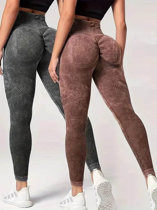 Women's 2-Piece Yoga Basic Tie Dye Tummy Control Sports Leggings - Empire P.E
