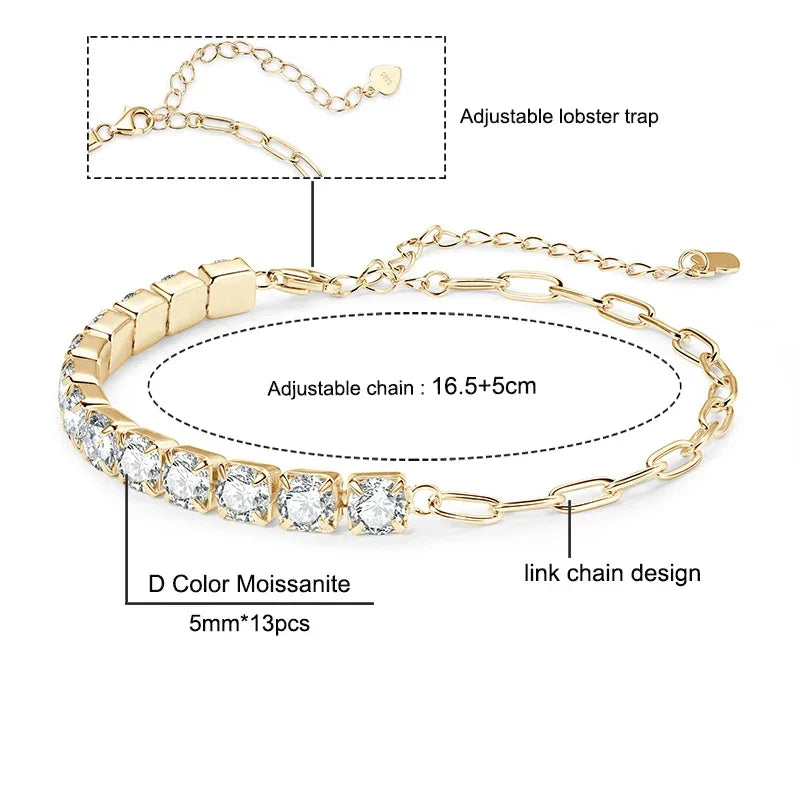 3mm/5mm Full Moissanite Tennis Bracelets Real 925 Sterling Silver - Empire P.E