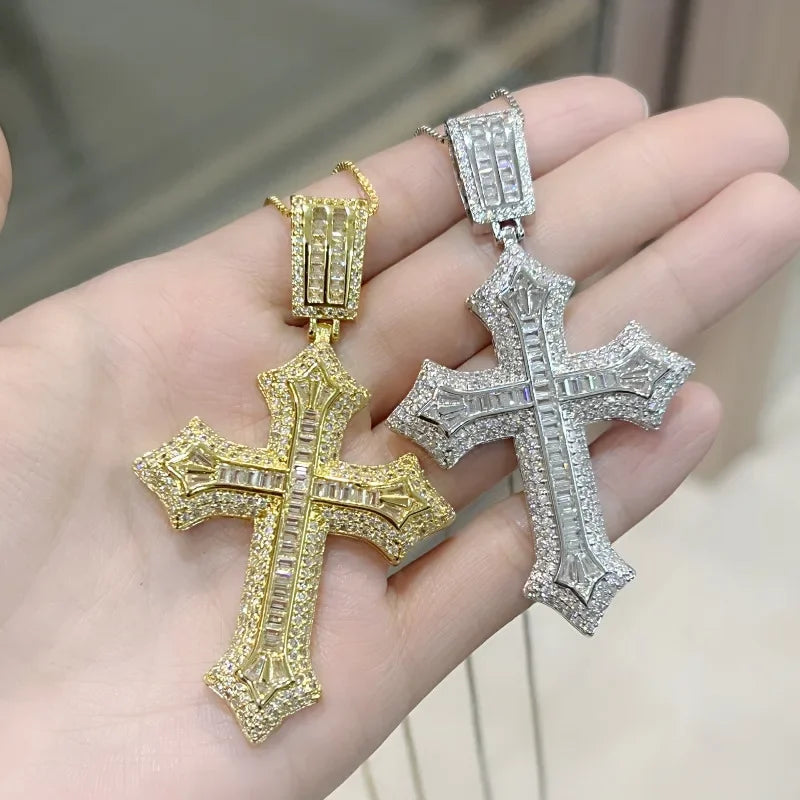 Luxury Hiphop Lab Diamond Cross Pendant 925 Sterling Silver - Empire P.E