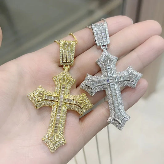 Luxury Hiphop Lab Diamond Cross Pendant 925 Sterling Silver - Empire P.E