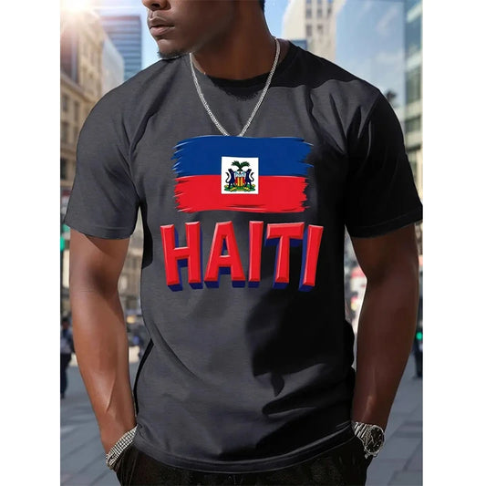 Haiti Football T Shirts Men's Sports T-shirts Haitian Flag Street Oversized Tops Unisex Casual Graphic Tees Tops Y2k Mens Gifts - Empire P.E