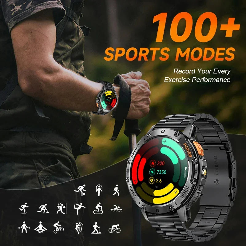 For Android ios New AMOLED Smart Watch Men with Flashlight