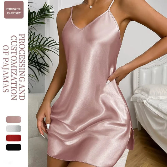 Sexy backless ice silk slip nightdress - Empire P.E