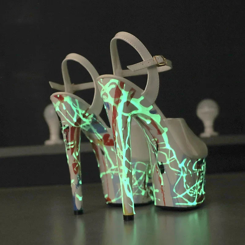 Fluorescent Luminous 16.5CM High Heels Sandals