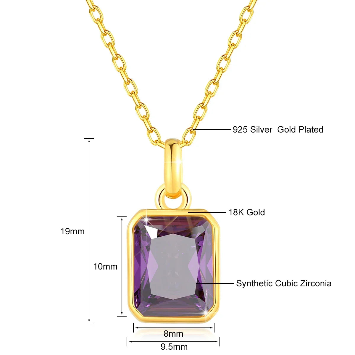 8*10mm Moissanite Necklace Real 18K Gold Pendant Colored Gemstone for Women - Empire P.E