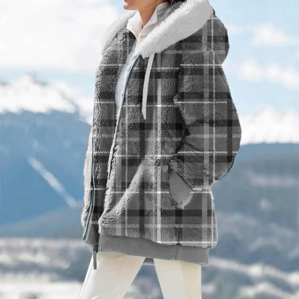Women Winter Coat Solid Color Long Sleeves Zipper