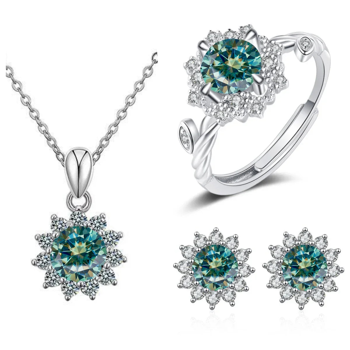 4CTW Moissanite Jewelry Set 925 Sterling Silver - Empire P.E