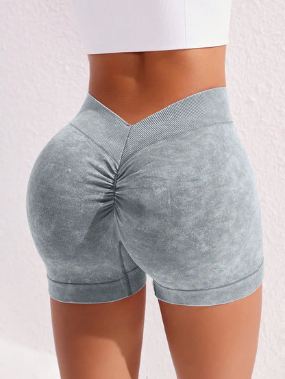 Women's Washed Yoga Shorts Fitness