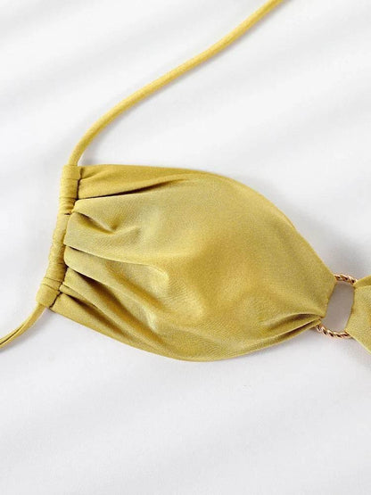 Solid Swimsuit Women Bathing Suit Bandeau Bikini 2024 Biquinis Feminino Swimwear High Waist Bikini Set Beachwear Sexy Bikinis - Empire P.E