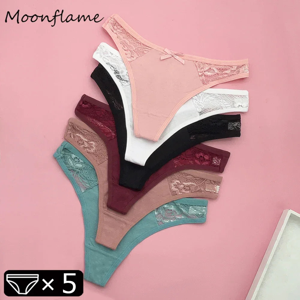 5 PCS Sexy G-String Cotton Women Underwear G String Thong - Empire P.E