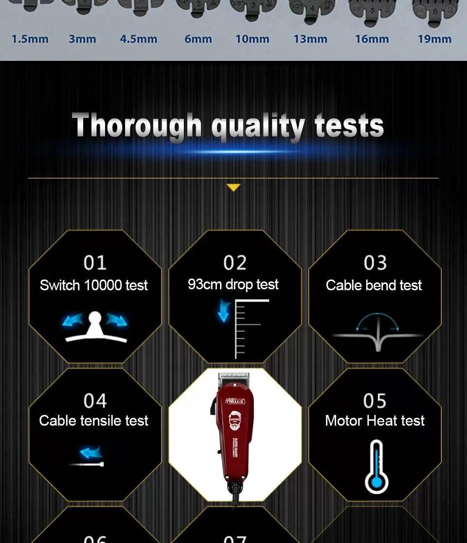 WALUX Professional AC220-240V Hair Clipper 10W Powerful Hair Trimmer Home Man Shaver 2M Cable Hair Cutting Machine 8 Guard Combs - Empire P.E