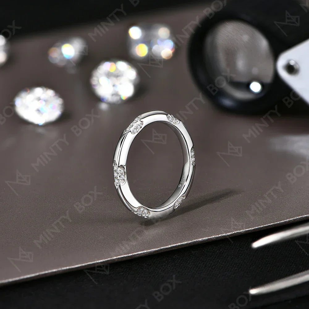 S925 Silver Moissanite Wedding Band Ring for Women - Empire P.E