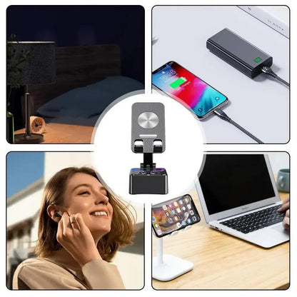 New Cell Phone Holder Stand With Bluetooth Speaker Adjustable Desktop Live Lazy Tablet Bracket Support Portable Wireless Speaker - Empire P.E