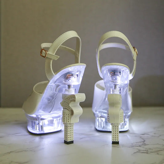 Women's Led lighting  34-43 Crystal High Heels