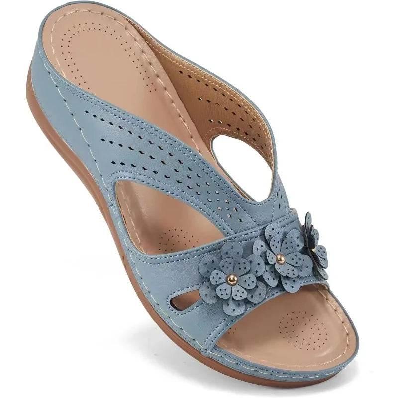 New Women's Slippers Casual Flower Hollow Wedge - Empire P.E