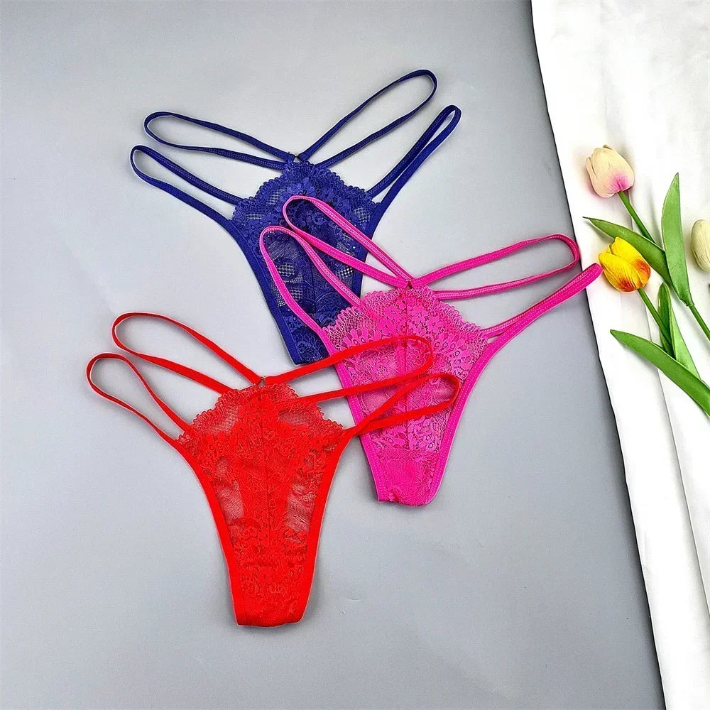 3 Pcs Lace Thin Strap Thong Women Low Waist - Empire P.E
