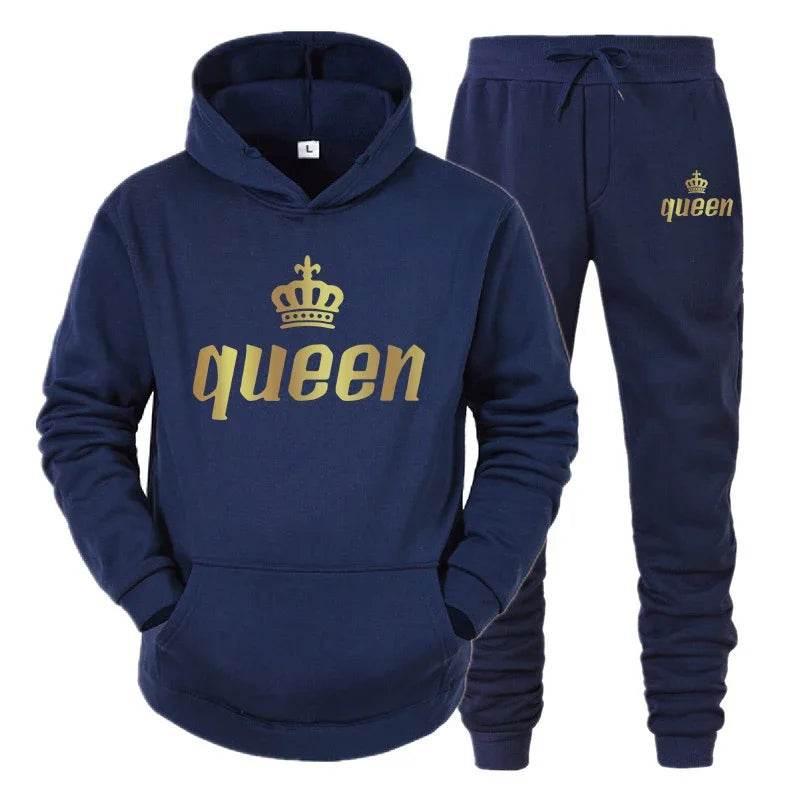 King And Queen Couple Outfit Hoodie and Jogger Pants High Quality Men Women Daily Casual Sport Jogging Suit King Queen Tracksuit - Empire P.E