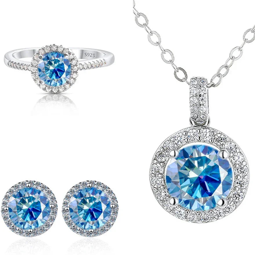 Real Round 6.5mm Moissanite Jewelry Set 925 Sterling Silver - Empire P.E