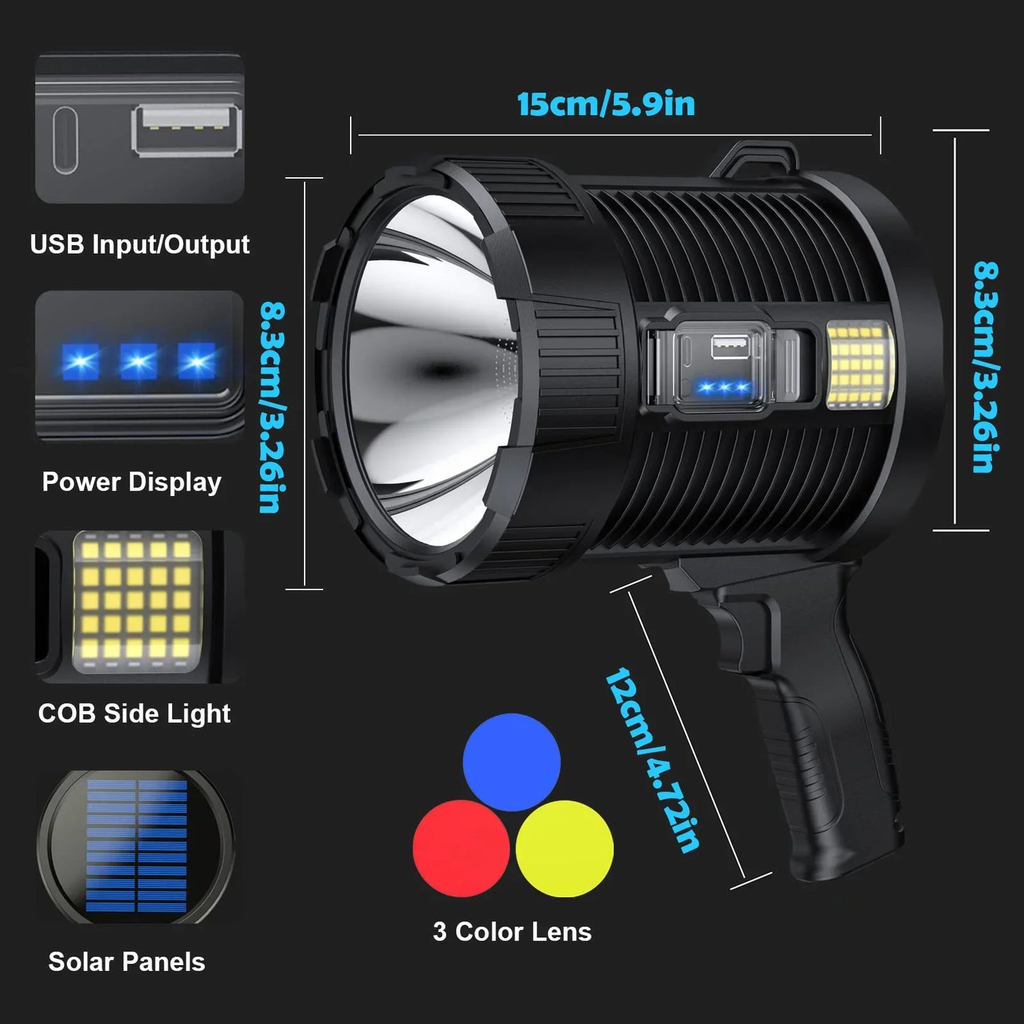 Rechargeable Spotlight 900000 Lumens Led Spot Lights