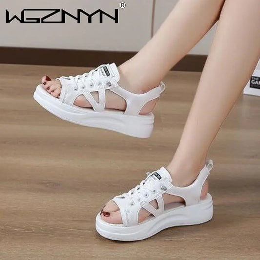 Women's Sandals Beach Shoes 2023 Summer Hollow Breathable Casual Sports Sneaker Fashion Female Platform All-match Streeat Sandls - Empire P.E