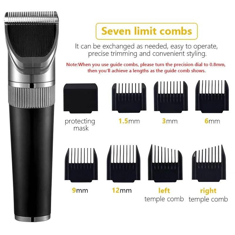 Electric Hair Clipper Men's Professional Hair Clipper Ceramic Blade Household Low Noise Trimmer USB Charging Men's Haircut Tools - Empire P.E