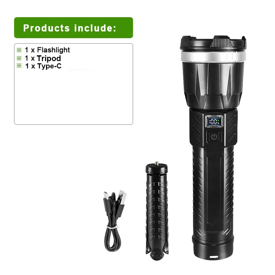 Super Powerful Flashlight Built-in 3*18650 High Power Torch