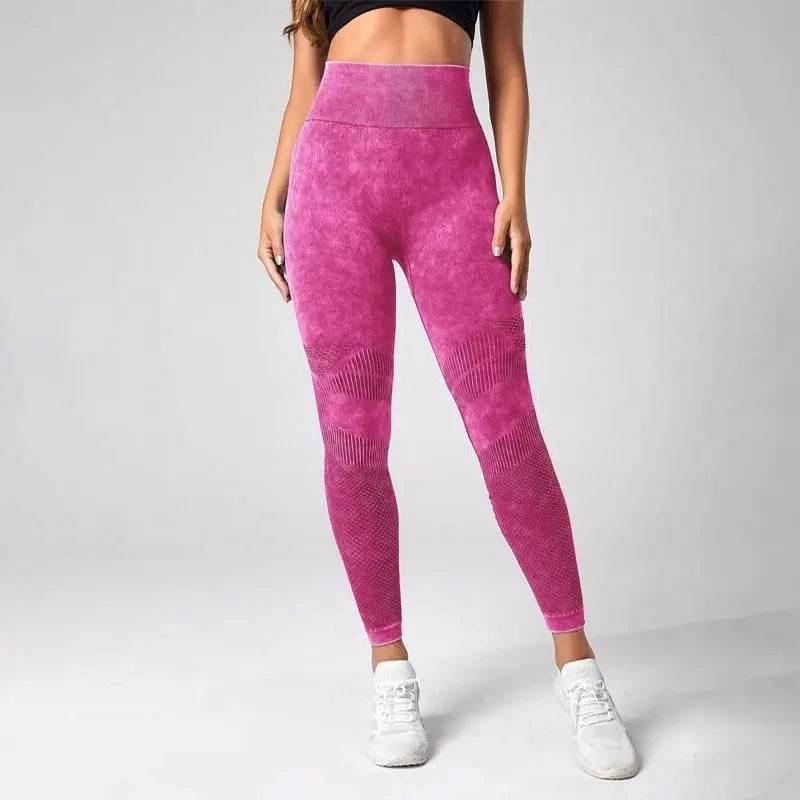 Women's 2-Piece Yoga Basic Tie Dye Tummy Control Sports Leggings - Empire P.E