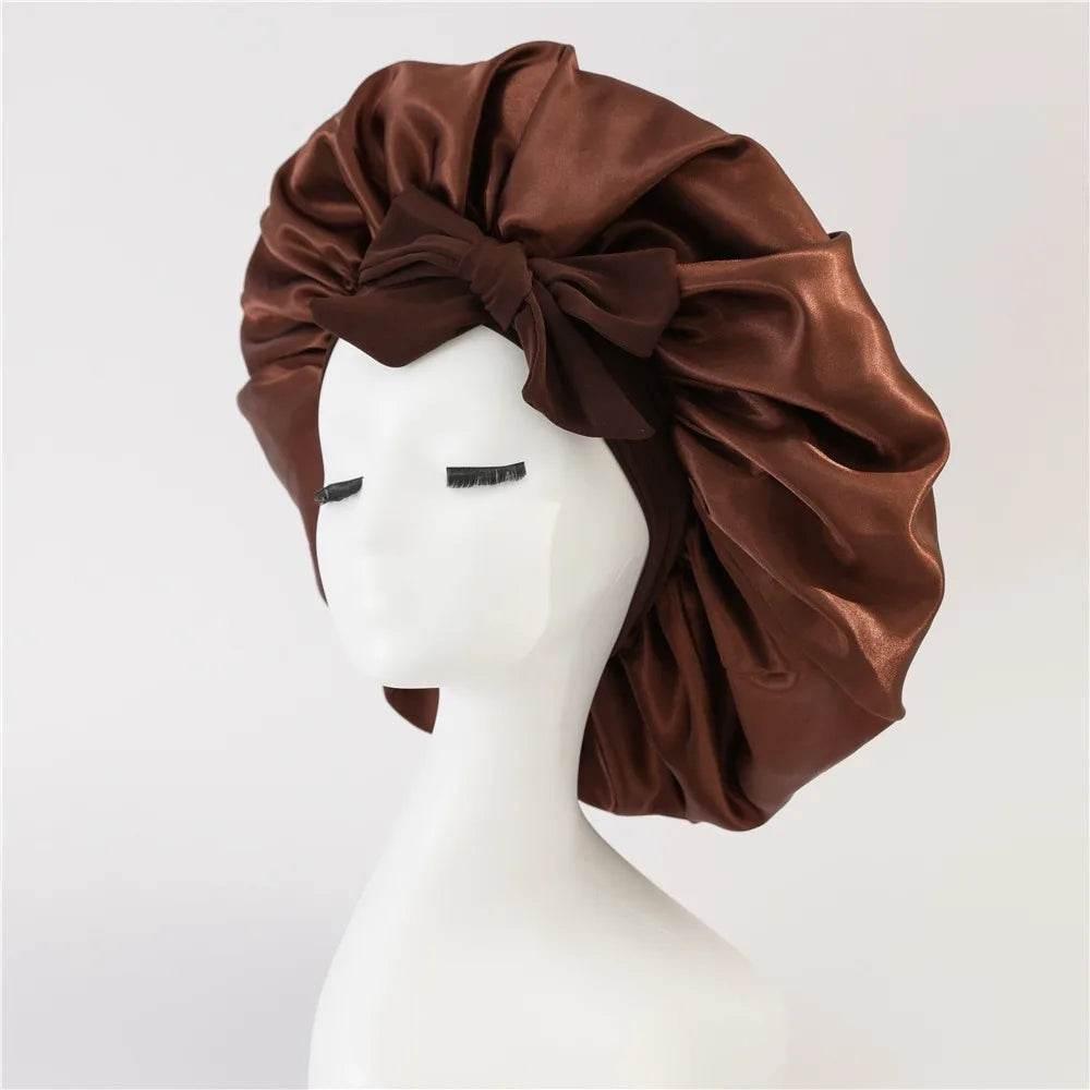 Adjustable Satin Silk Bonnet with Tie Band for Women - Empire P.E