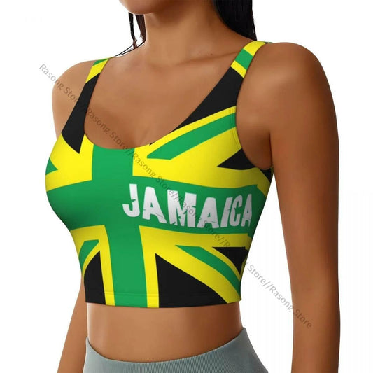 Sports Bra Women Running Yoga Clothes Vest Jamaica Kingdom Flag Gathering Fitness Vest - Empire P.E