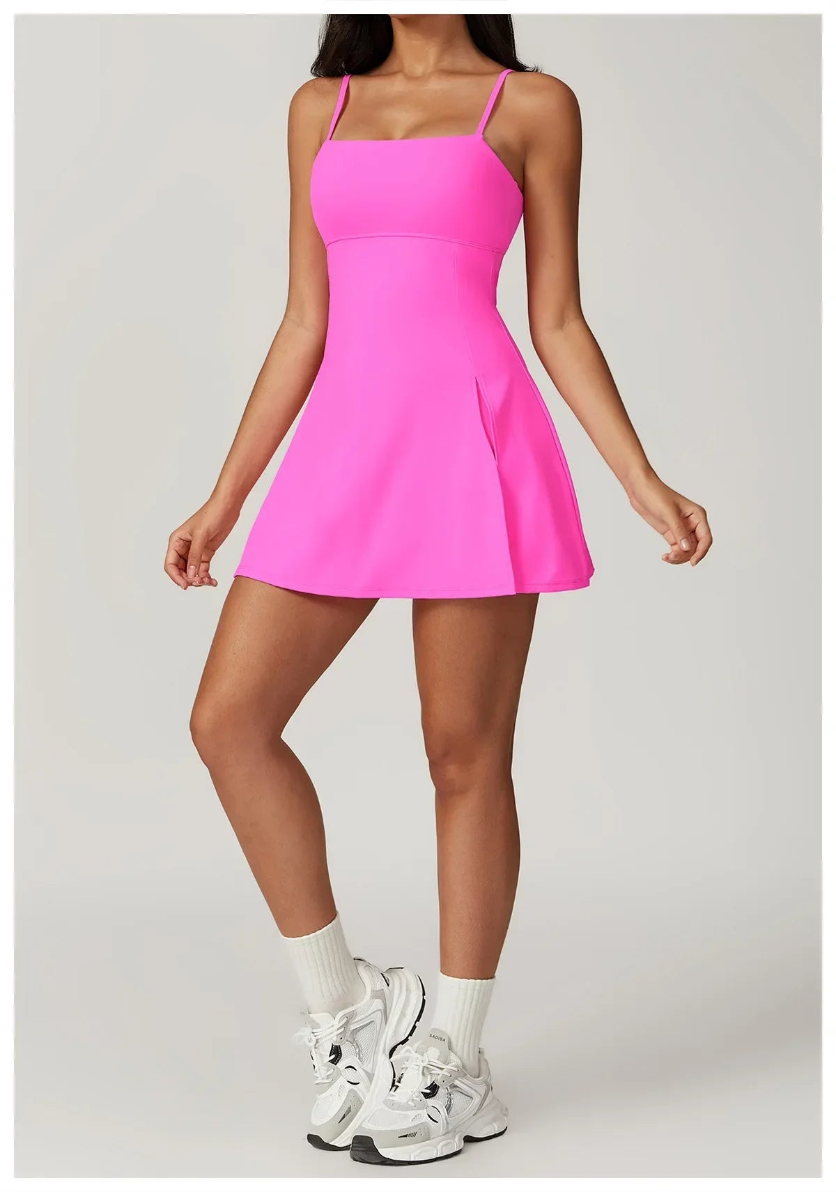 Skinny One-piece Tennis Dress Outdoor Slim-fit Shock-proof Hollow Out Backless Running Fitness Yoga Clothes Tights Tennis Skirt - Empire P.E