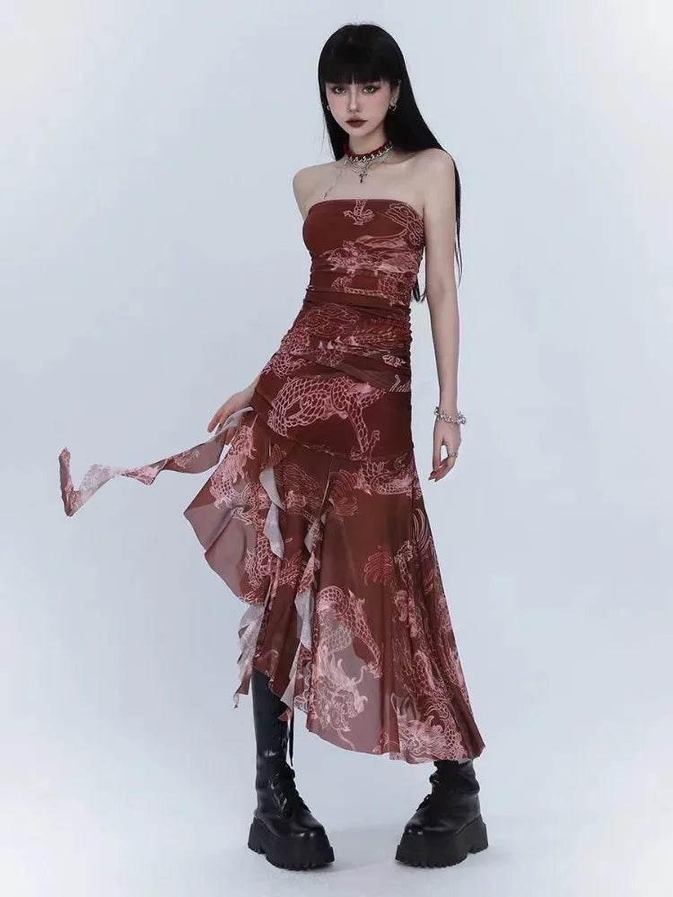 Sexy Dresses for Women 2025 Vestidos De Mujer Tunic Print Sleeveless Backless Robe Femme Fashion Summer Irregular Chiffon Dress - Empire P.E