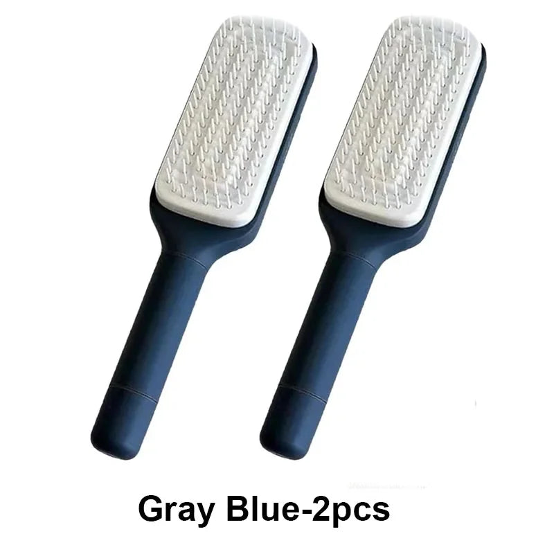 Self-Cleaning Hairbrush Retractable Bristle