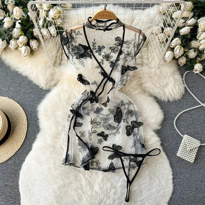 Hollow Out Cosplay Lingerie Lace Backless Jumpsuit - Empire P.E
