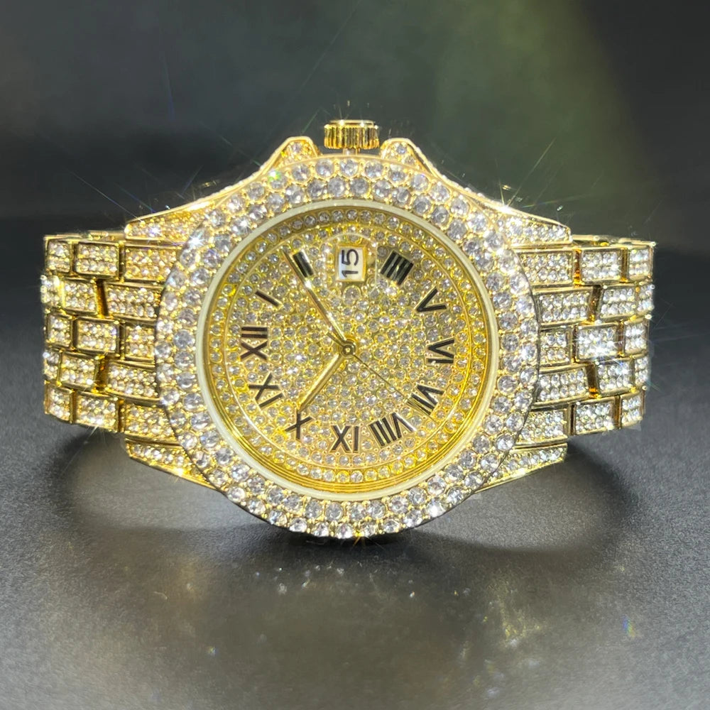 Men's Luxury Gold Hip Hop Diamond Quartz Watches