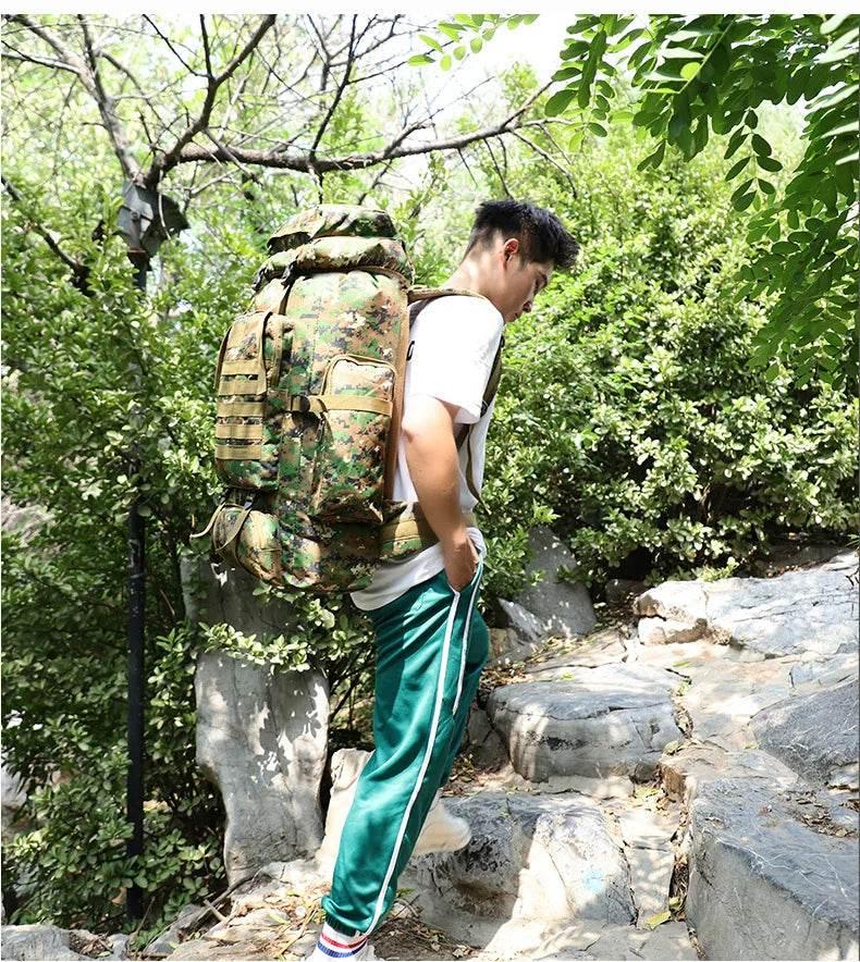 80L Waterproof Molle Camo Tactical Backpack Military Army Hiking Camping Backpack Travel Rucksack Outdoor Sports Climbing Bag - Empire P.E