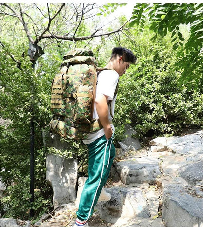 80L Waterproof Molle Camo Tactical Backpack Military Army Hiking Camping Backpack Travel Rucksack Outdoor Sports Climbing Bag - Empire P.E