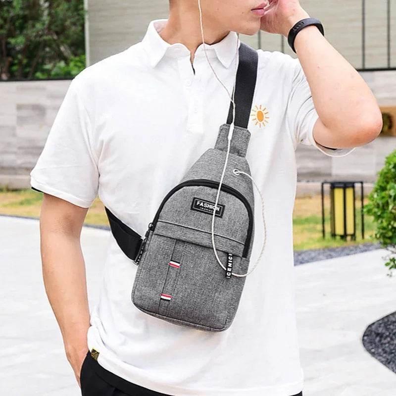Durable & Spacious Men's Sling Backpack - Multifunctional Travel & Sport Bag with Phone Charging Port & Earphone Hole - Empire P.E