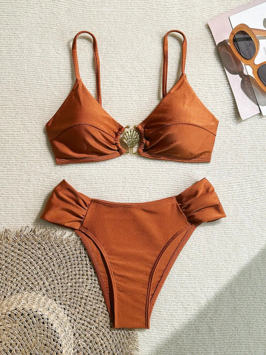 Sexy Pleate High Waist Bikini Set 2025