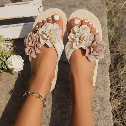 Beach Flip-flops Cute Flower Bow Decoration