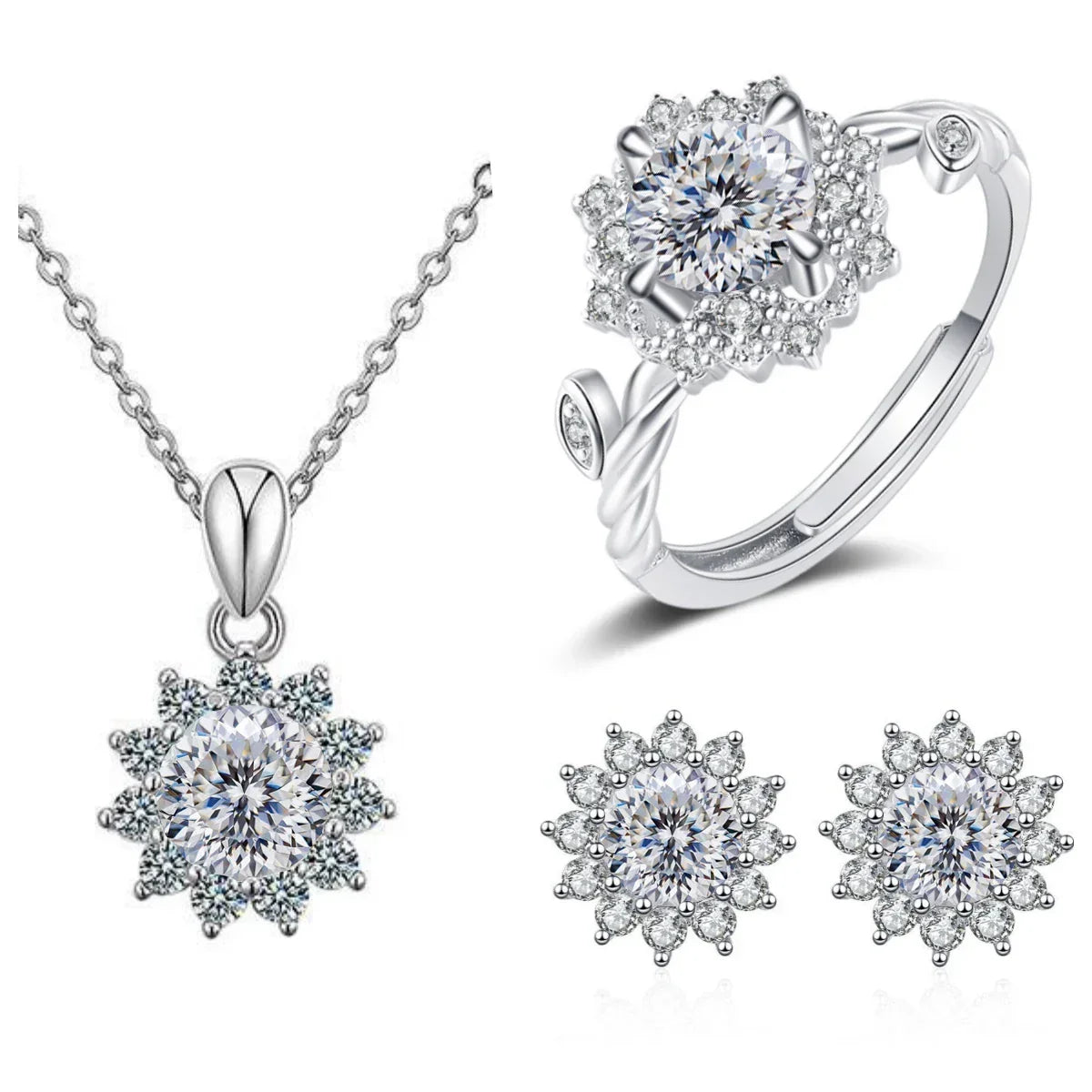 4CTW Moissanite Jewelry Set 925 Sterling Silver - Empire P.E